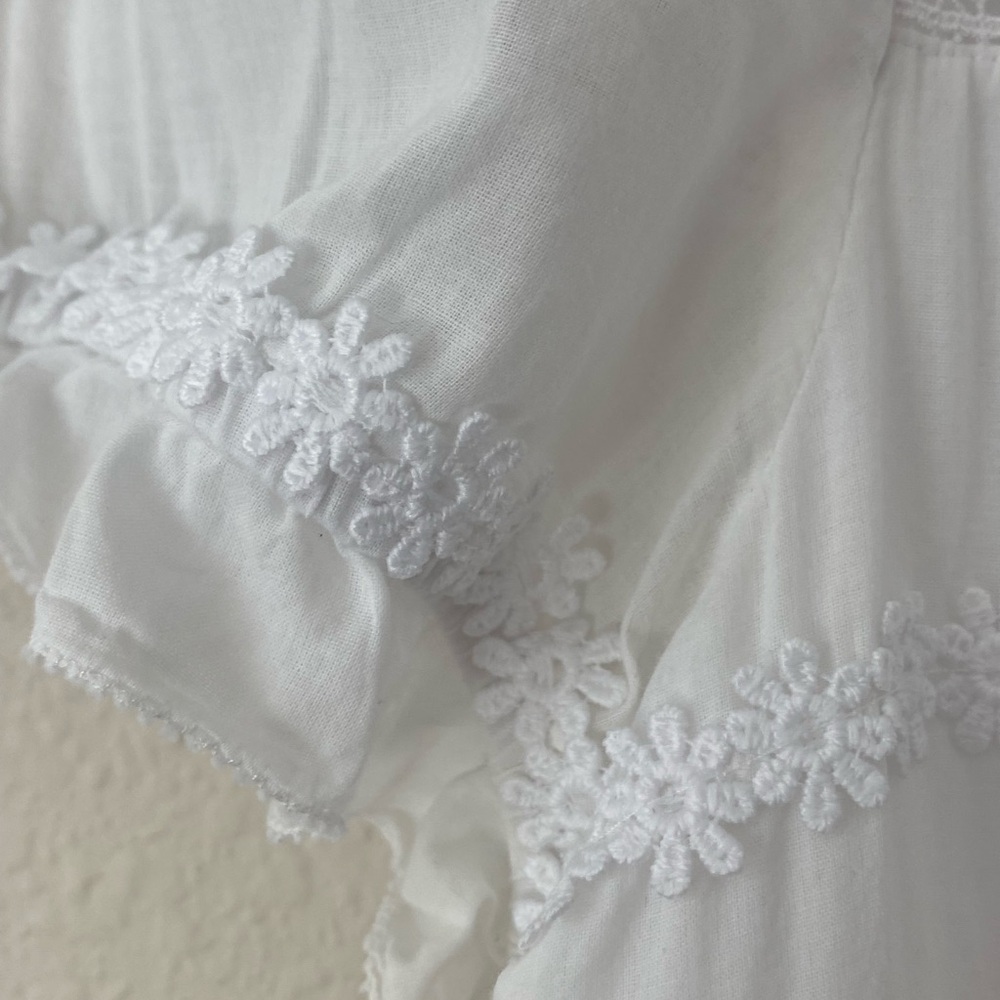 J.Crew Women’s Daisy Chain White Peplum Short Puff Sleeve Top Size Medium - Picture 4 of 14